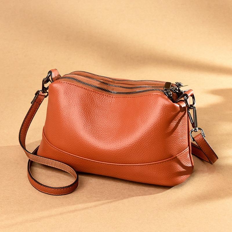 Leather Women's Bags 2 New Fashionable and Versatile Multi-compartment Shoulder Bags Solid Color First-layer Cowhide Textured Messenger Bags