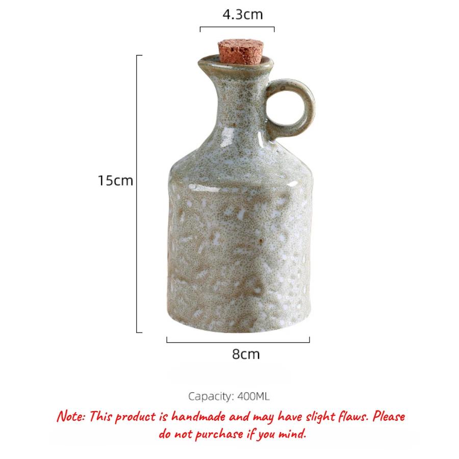 Spice Shaker Oil Pot Household Kitchen Accessories Sauce Bottle Pot Hand Kneaded Ceramic Oil Pot Lid Leak Proof Kitchen Tool Set