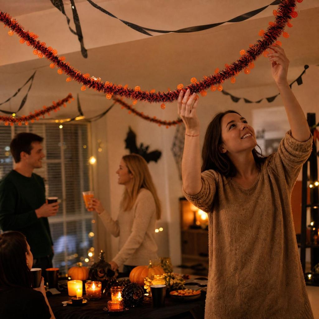 Halloween Orange Pumpkin Bunting Garland for Party Decorations , Indoor Outdoor Hanging