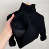 Girls Thick Fleece Lined High Neck Knitted Sweater Kids Winter Warm Bottoming Top