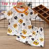 Baby Summer Ice Silk Shorts Pajama Set With Cartoon Prints For Toddler Sleepwear