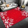 Christmas Red Carpet with White Floral and Snowflake Patterns Suitable for Use As an Anti-slip for Living Room Bedroom Sofas