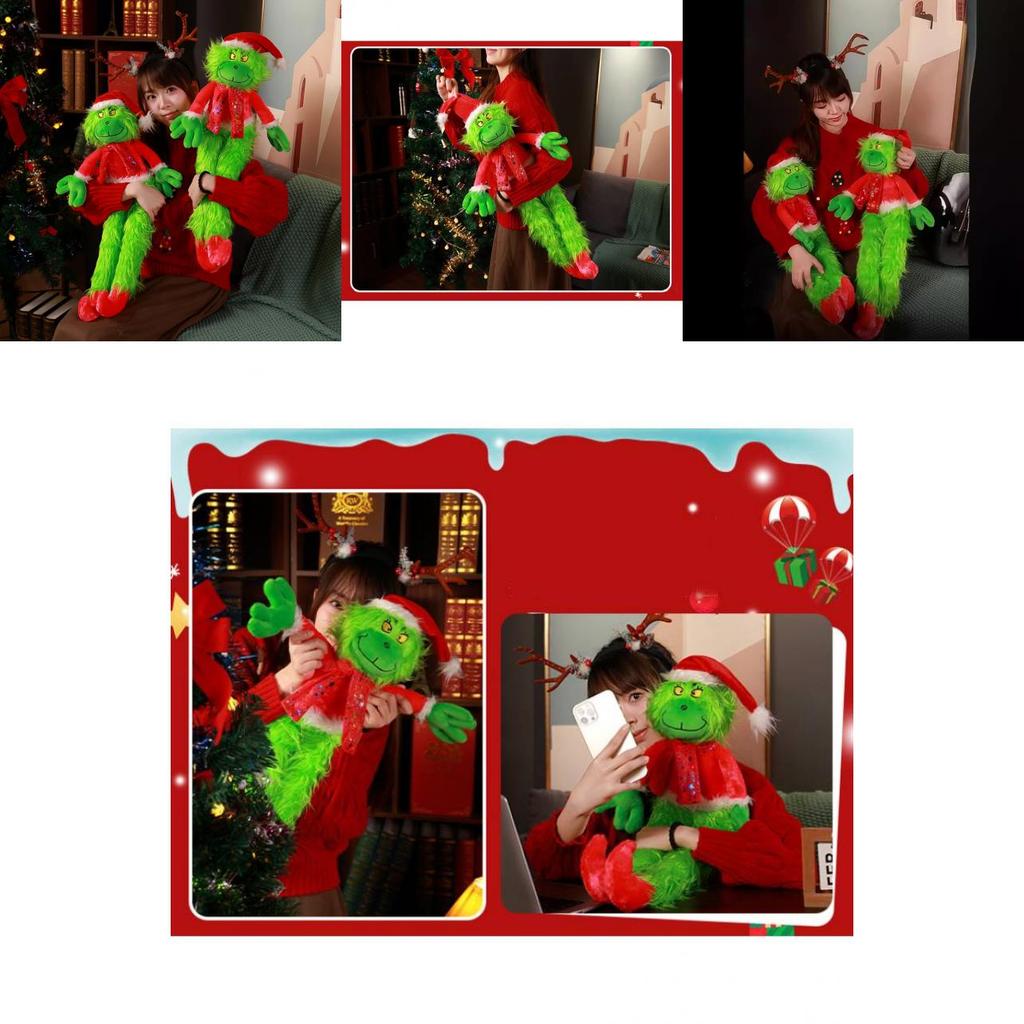 Adorable Plush Toy 80cm Soft Green Monster Doll Perfect Holiday Decoration