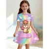 Soft and Breathable Purple Starry Sky Fairy Printed Short Sleeved Casual Dress Suitable for Birthdays and Parties in Summer
