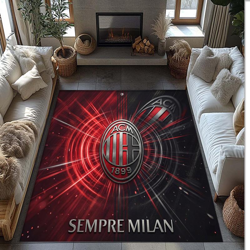 AC Milan Printed Flannel Area Rug Non Slip Soft Polyester Floor Carpet Indoor Decor Mat for Bedroom Living Room Sofa Game Room Home Decoration