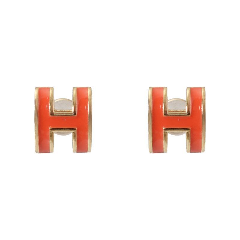 The Same Letter H Stud, Exquisite And Small Design, Light Luxury Atmosphere, High-End Enamel