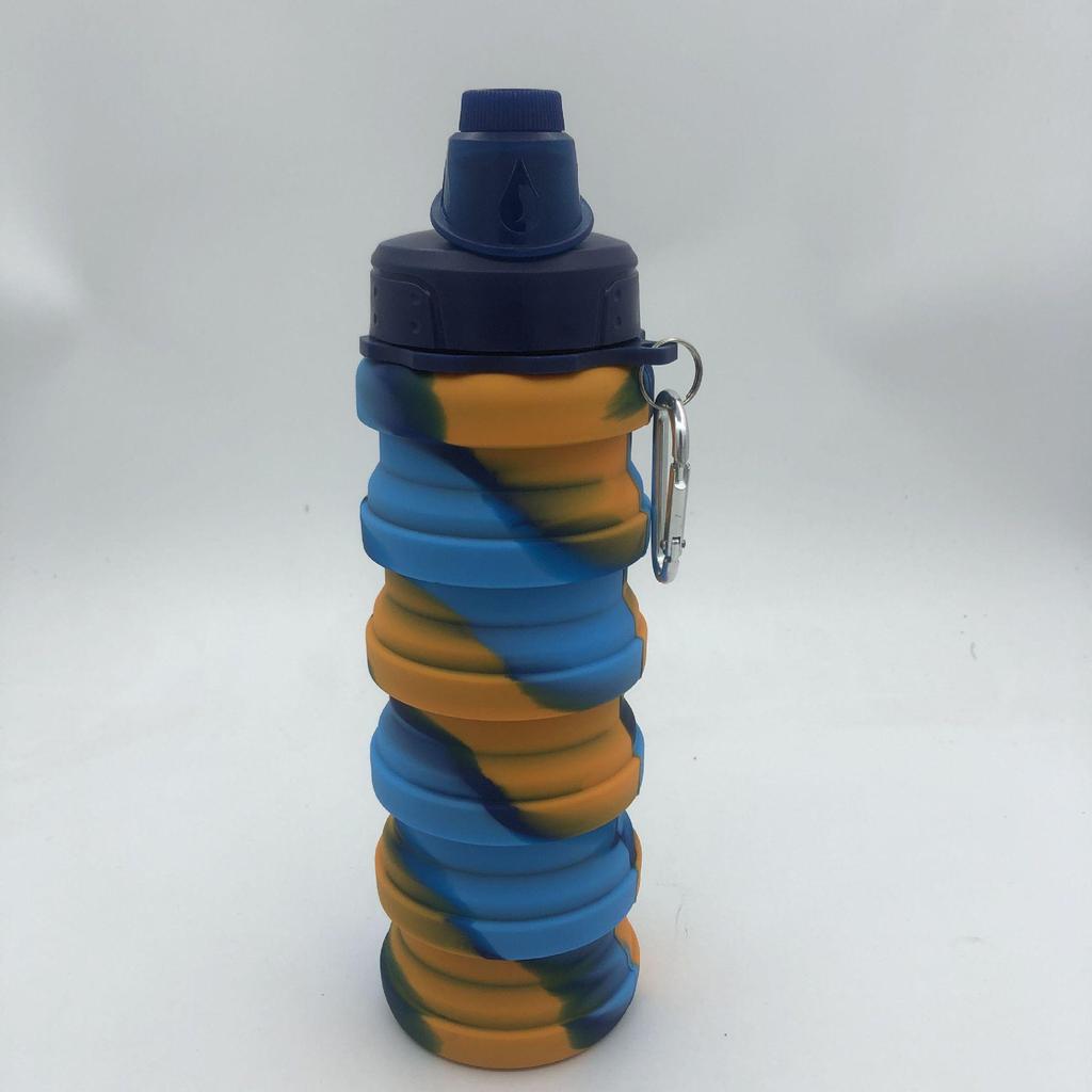 Compact Silicone Foldable Water Bottle - 500ml Portable Sports Bottle for Outdoor Activities