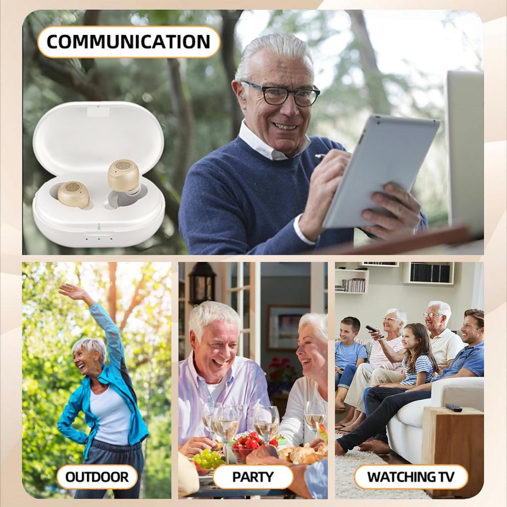 Invisible Rechargeable Hearing Amplifiers for Seniors , Smart Touch Control, Magnetic Fast Charging with Charging Case, Clear Sound, Comfortable Fit