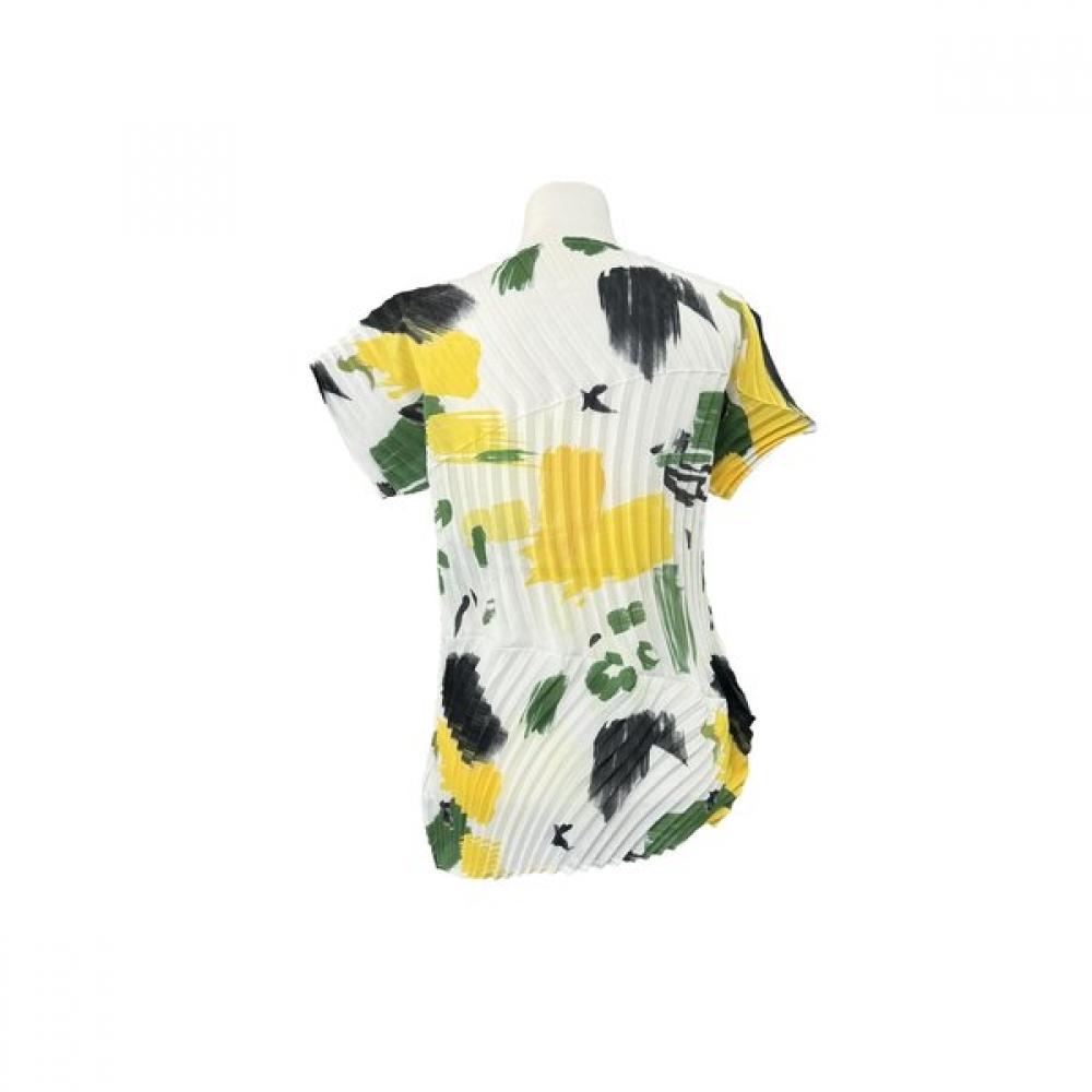 Wavy Pleat Double Fold Print Tee Lqsts030