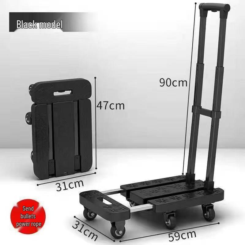 Foldable Retractable Trolley: Portable Cart for Household, Shopping, or Luggage