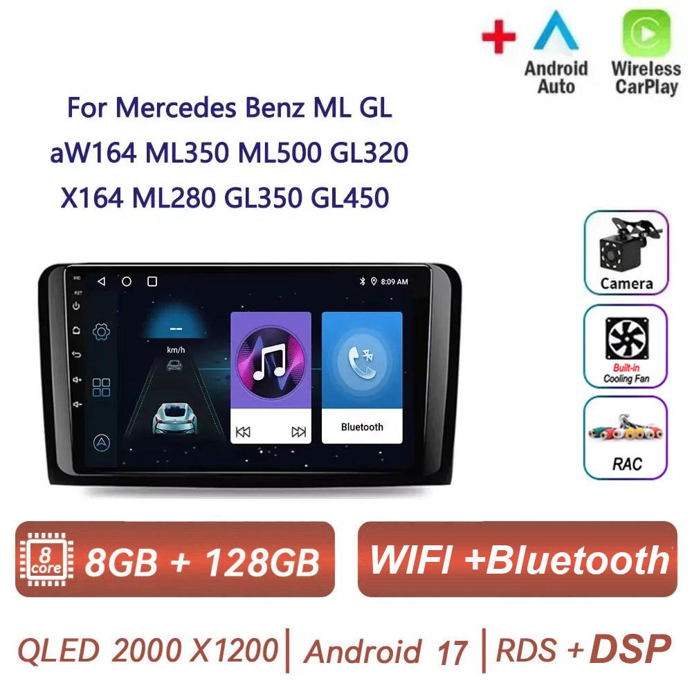 Autoradio Android 17 pour Mercedes Benz ML GL aW164 ML350 ML500 GL320 X164 ML280 GL350 GL450 4G BT CarPlay sans fil