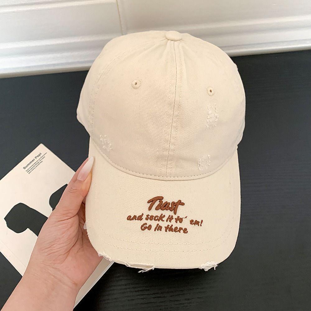 Distressed HipHop Cap Embroidery Peaked Cap Fashion Baseball Cap HipHop Style
