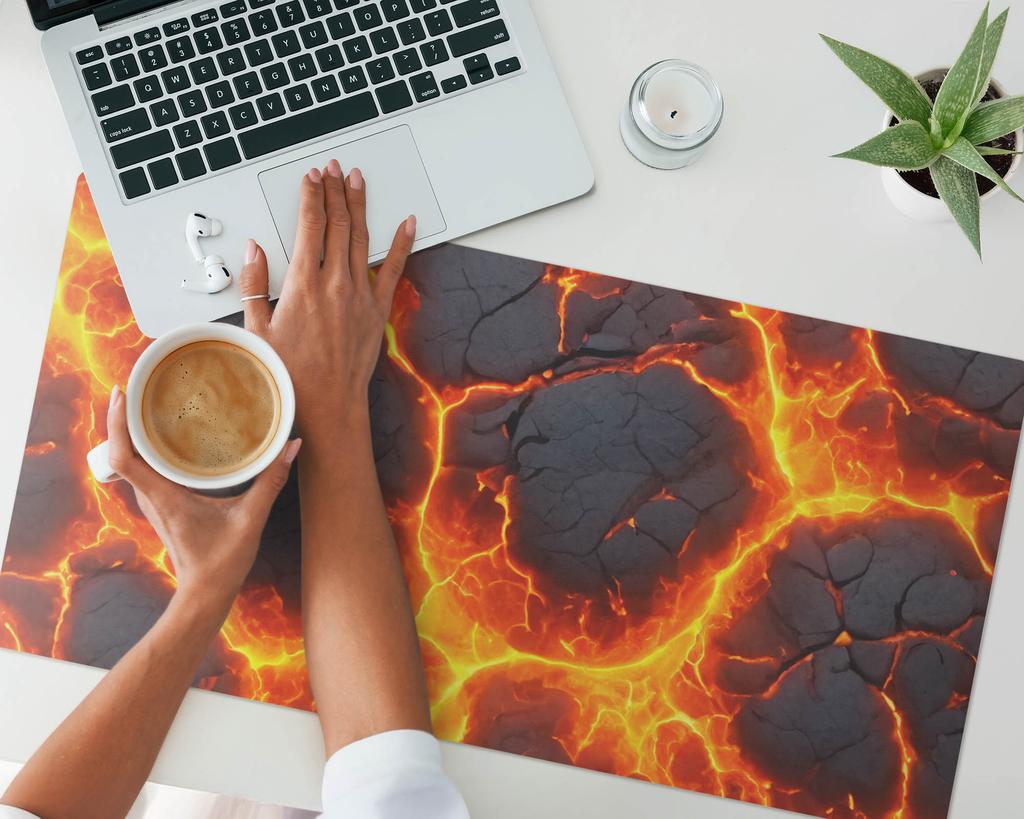 Gaming Protective Mat for Keyboard and Mouse Lava Cracks 90X45 Cm