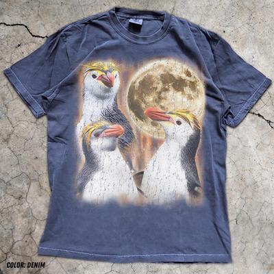 Penguin Moon Shirt, Full Moon Graphic Tee, Retro Animal T-Shirt, Antarctic Bird Gift