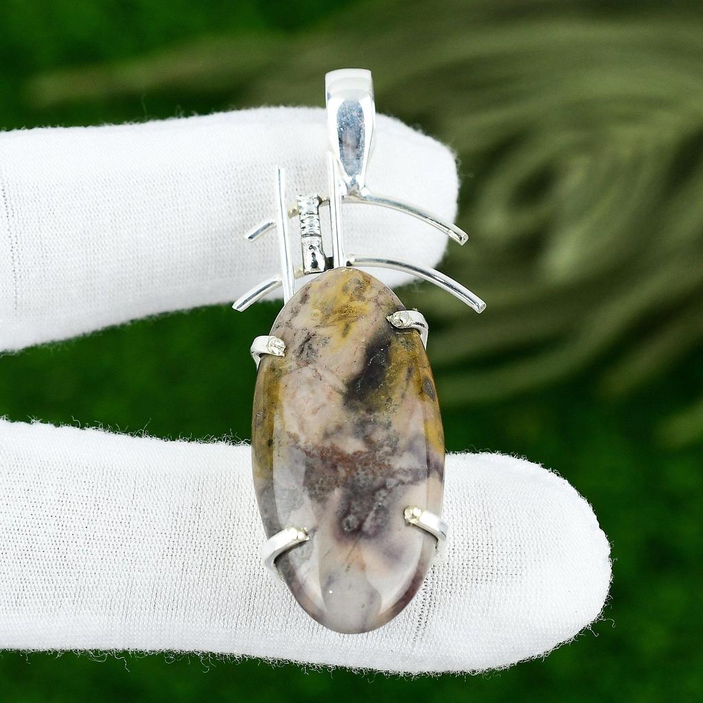Sterling Silver Natural Polychrome Jasper Sister Anniversary New Pendant Jewelry