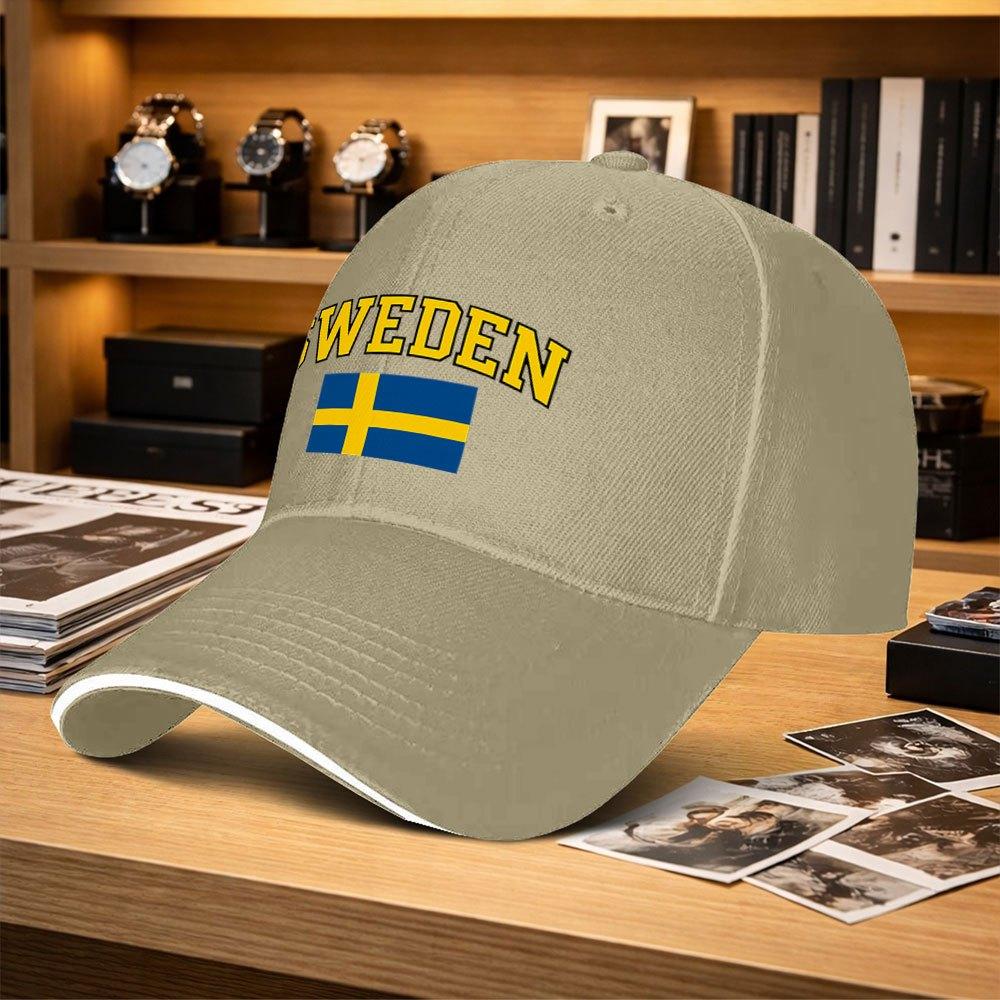 Swedish Flag Adjustable Unisex Baseball Cap Trendy Printed Duckbill Hat For Fishing Golf Camping Hiking