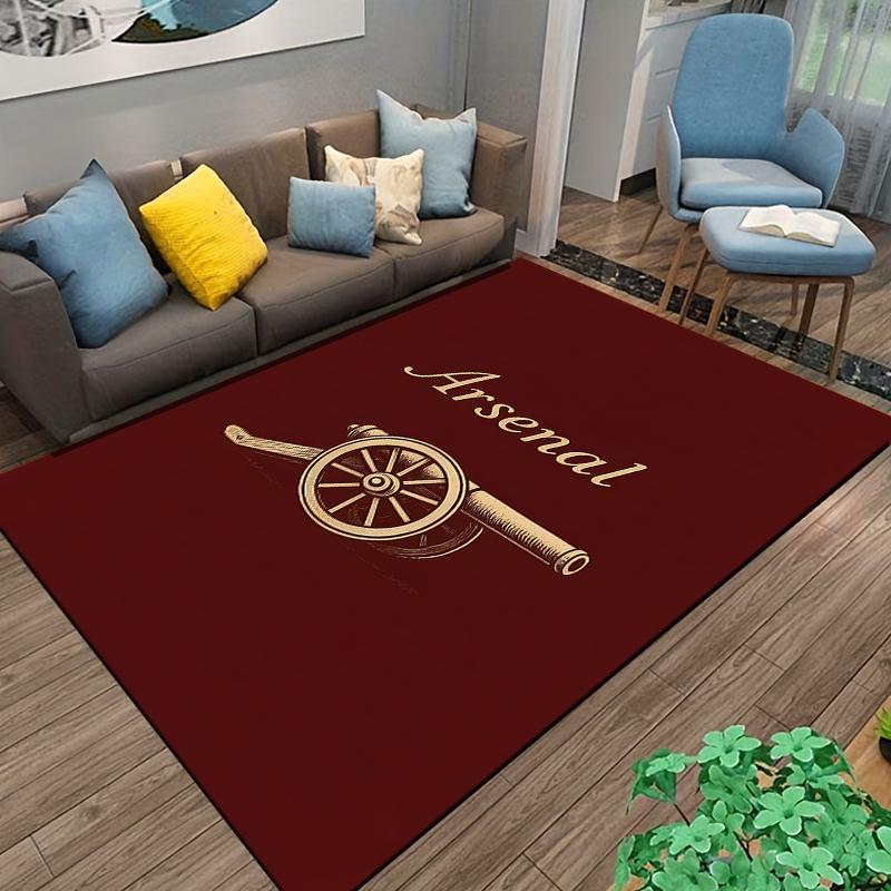 "Red Carpet with Arsenal Text and Cannon Design for Home Decor" Suitable for use as an anti-slip for living room bedroom sofas