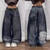 Four Seasons Women's Loose Skinny Jeans with Gradient Hip Hop Embroidery Casual