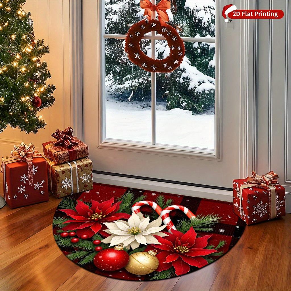 1Pcs Vibrant Floral Semi Circle Welcome Doormat Non-Slip for Outdoor Patio Porch Kitchen Bathroom Entryway Floor Mat