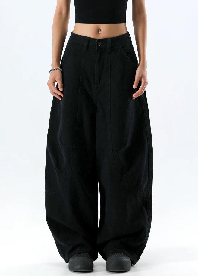 American black loose scimitar jeans women's summer new low-rise thin and drape wide-leg pants