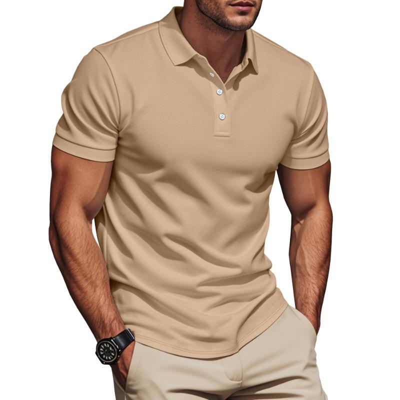 Men American British Style Polo Shirt Slim Fit Short Sleeve Gentleman Summer Casual Solid Color Pullover Tops