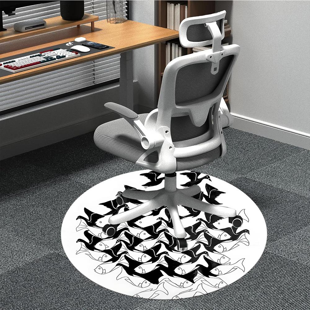 

1pc Birds Fish Office Round Area Rug, Indoor Mat Suitable ForOffice, Under Office Chairs Bedroom Living Room Home Decor, Room Decot170 80cm by 80cm