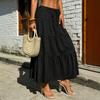 Women's High Waist A Line Maxi Skirt Loose Fit Casual Solid Color Long Boho Skirt