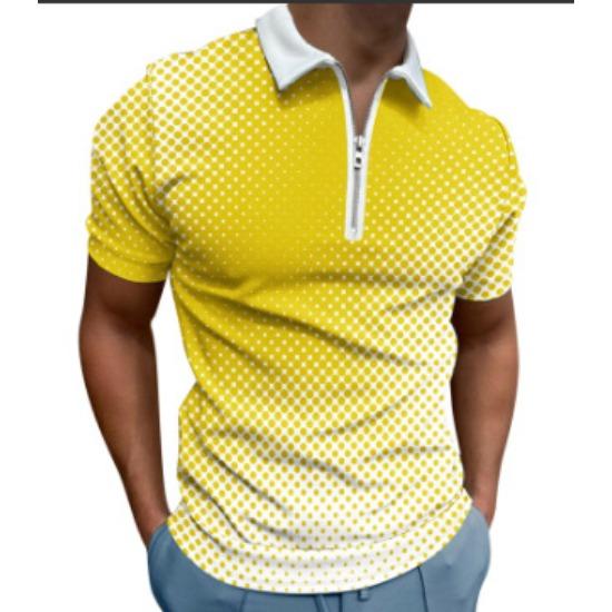 Polo de negocios a rayas de color liso con estampado 3D para hombre