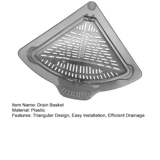 Triangular Magnetic Drain Basket Sink Corner Strainer Triangular Kitchen Sink Drain Basket Waste Catcher for Debris Food Scraps Leftovers