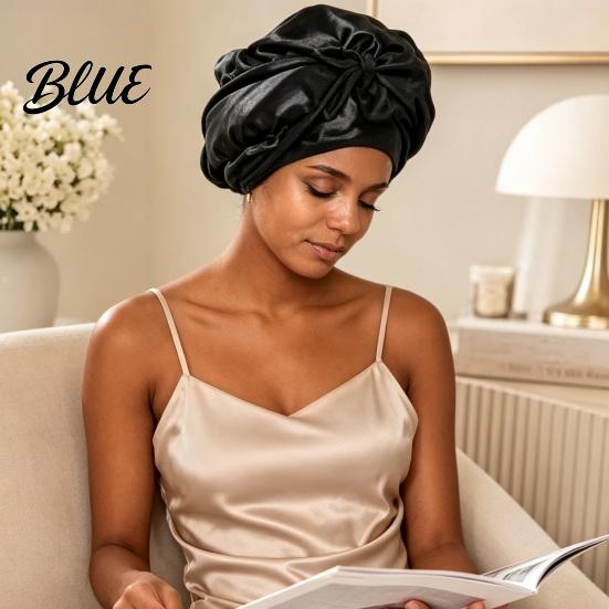 Silk Like Satin Sleep Bonnet No Heat Hair Curling Cap for Women Adjustable Curls Comfortable Head Wrap Bonnet Double Layer Sleeping Medium,