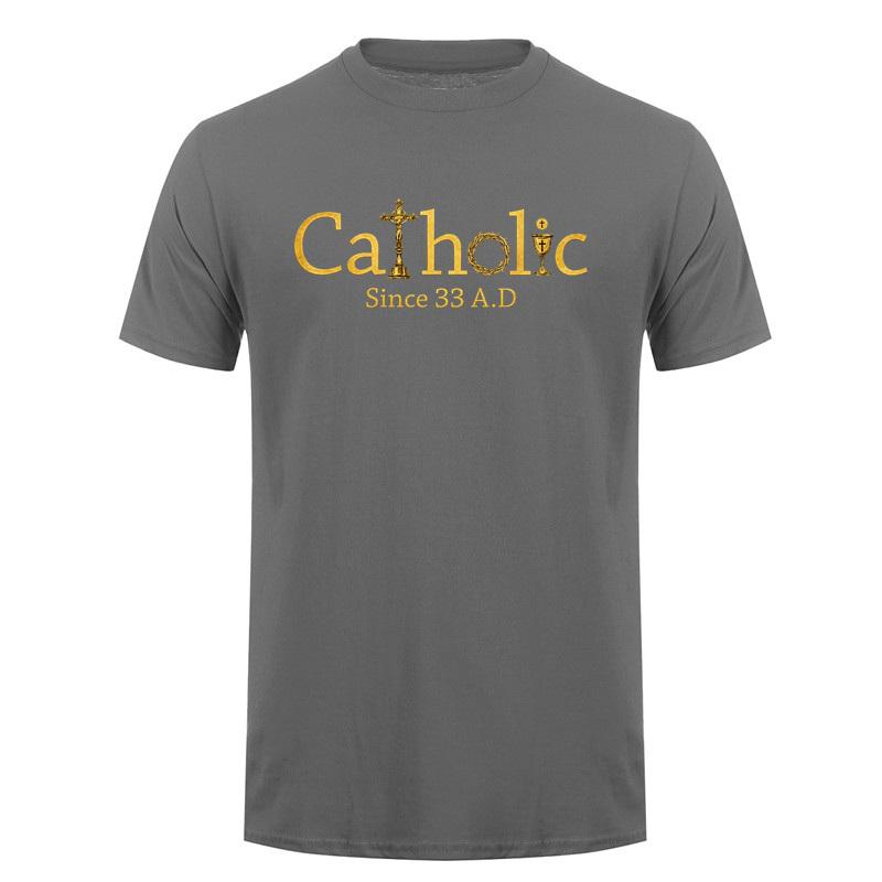 Catholic Since 33 Ad Christian T Shirt Jesus Crucifix Eucharist Faith Graphic Tee Religious Gift Tops Da335