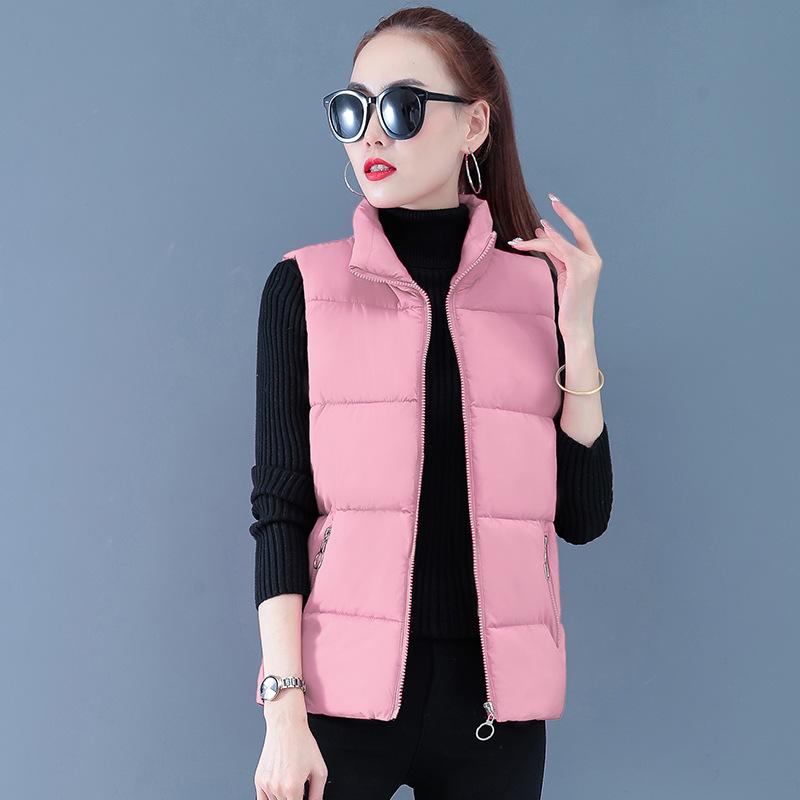 Autumn and Winter Down Cotton Outside Wear Stand-up Collar Vest Padded Horse Jacket Warm Shoulder Sleeveless Jacket Plus Size