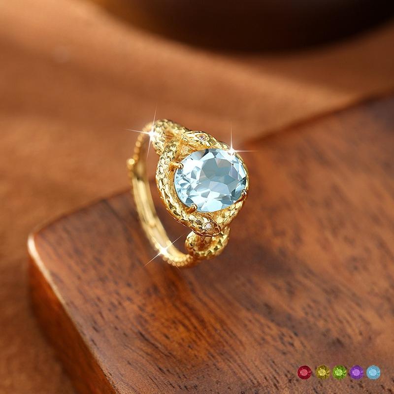 Natural Crystal Stone Dragon Scale Miracle Ring S925 Sterling Silver Ring Women's Fashion Elegant Jewelry Gift