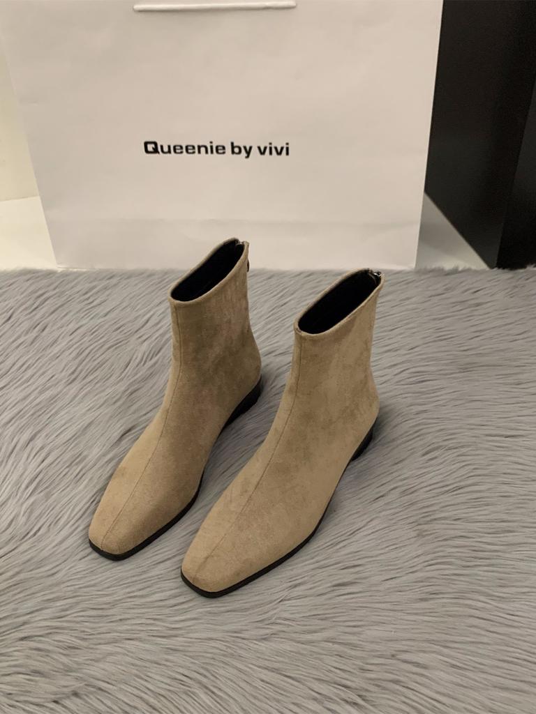 Feeling Retro and Foreign Style Small Short Boots 2025 Autumn and Winter New Single Boots Thin Boots French Suede Small Ankle Boots