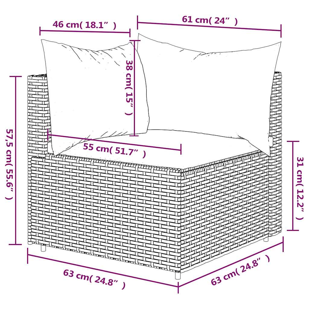 Garden Corner Sofa with Cushions Grey Poly Rattan