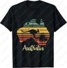 Retro Land Map Australia Day Australian Kangaroo Tshirt Shortsleeved Roundneck Loose and Comfortable Mens Clothing