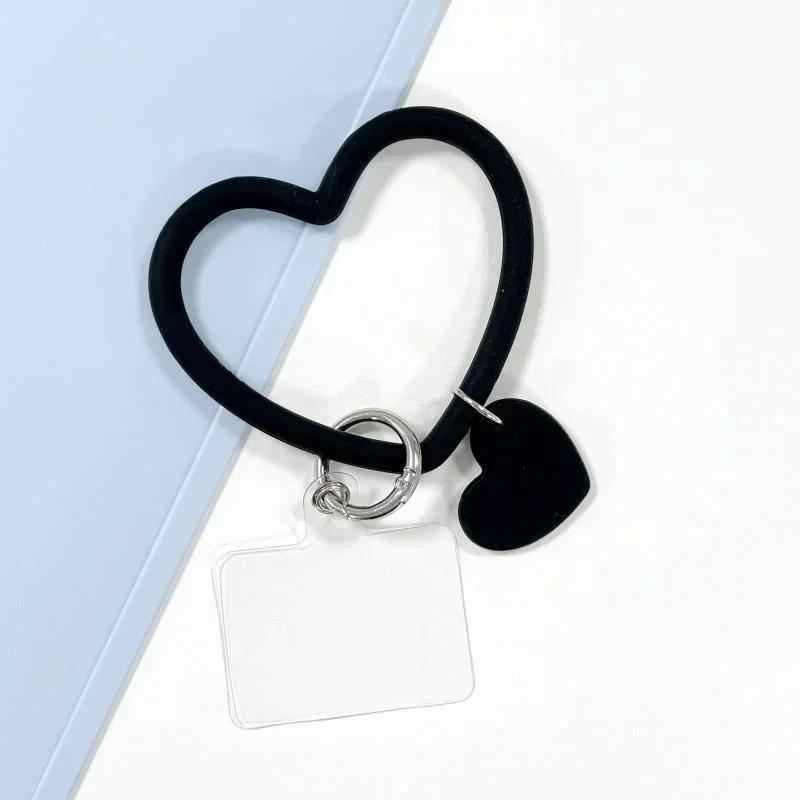 1Pc Silicone Heart Loop Cell Phone Hand DYM Wrist Strap With Key Chain Holder - Universal Mobile Straps For All Smartphones