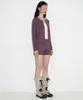 SETSETSET Striped Fold Waist Shorts Dark Purple