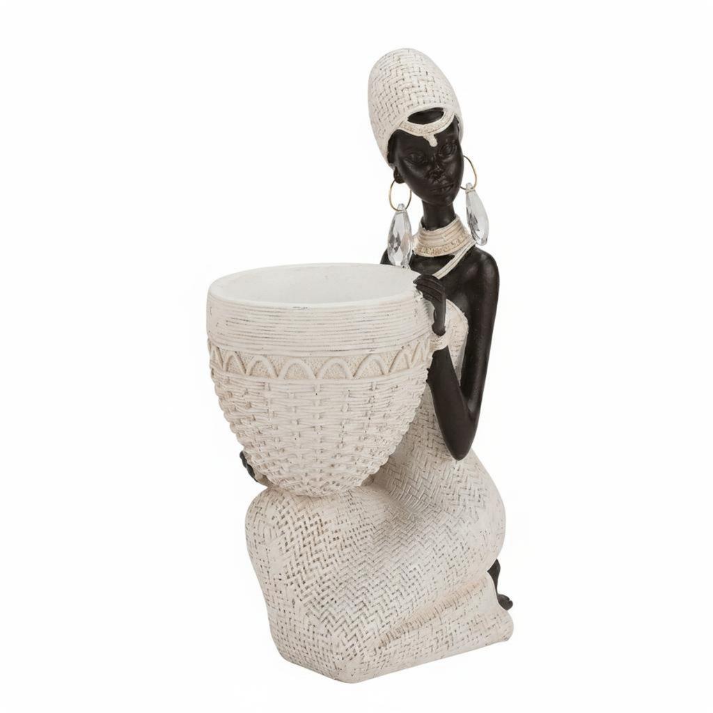 Woman Tray Statue Creative Design African Decor Sculpture Decorative Bowl Statue Home Display African Woman Figurine