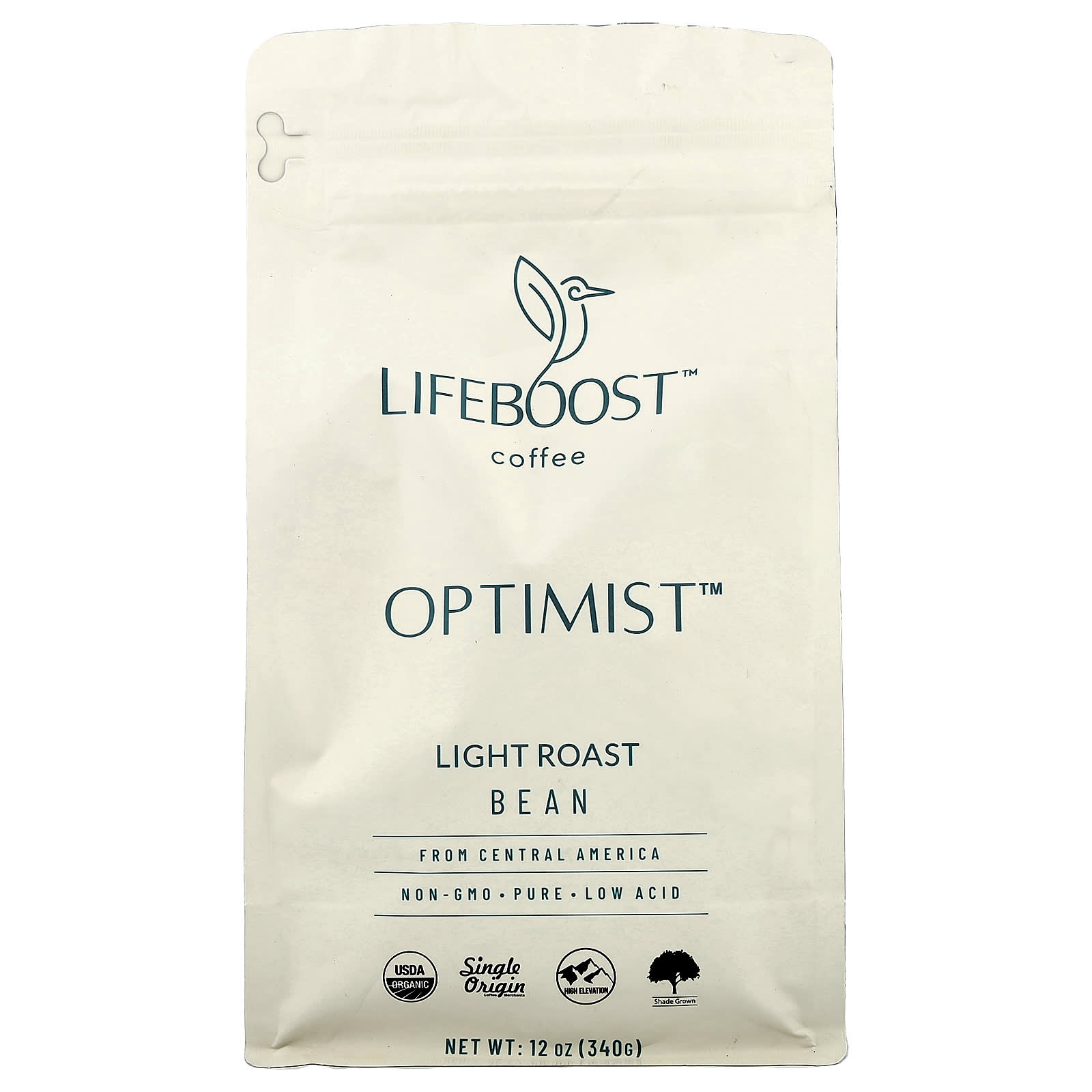 

Lifeboost, Кофе, Optimist™, Цельные зерна, Легкая обжарка, 340 г (12oz)