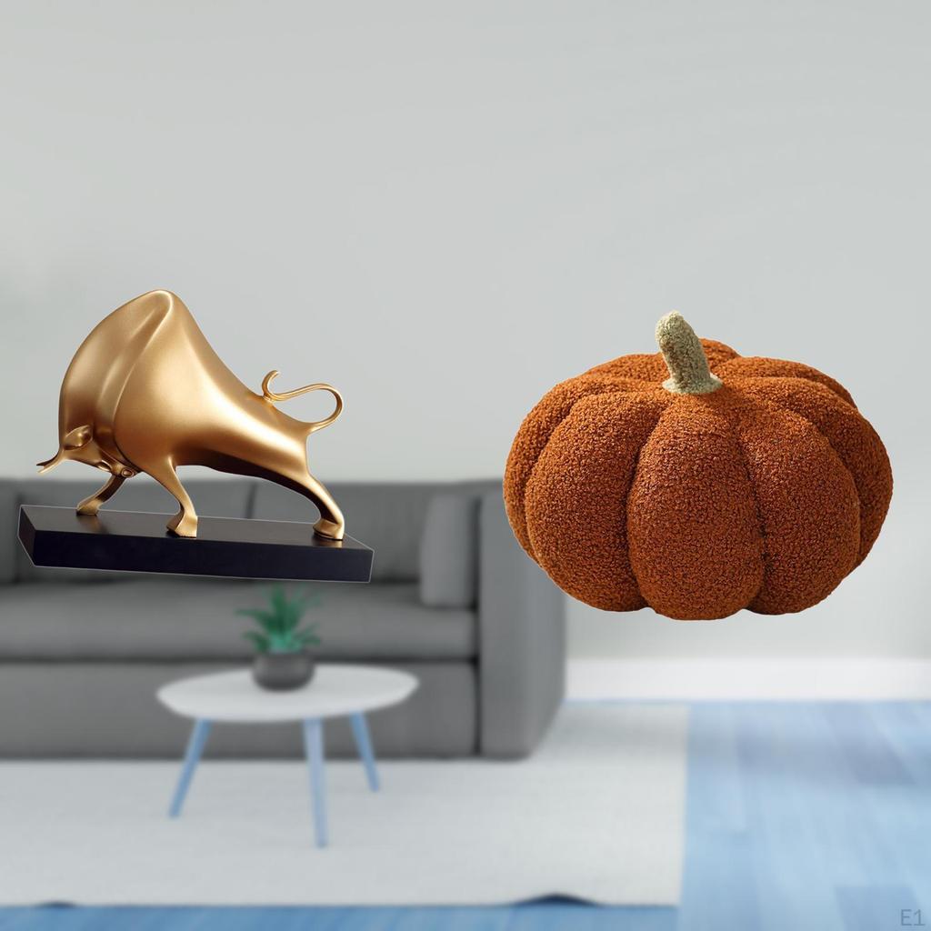 Bull Pumpkin Sculpture Pillow Abstract Ox Cattle Figurine Sofa Cushion Tabletop Crafts Decorative