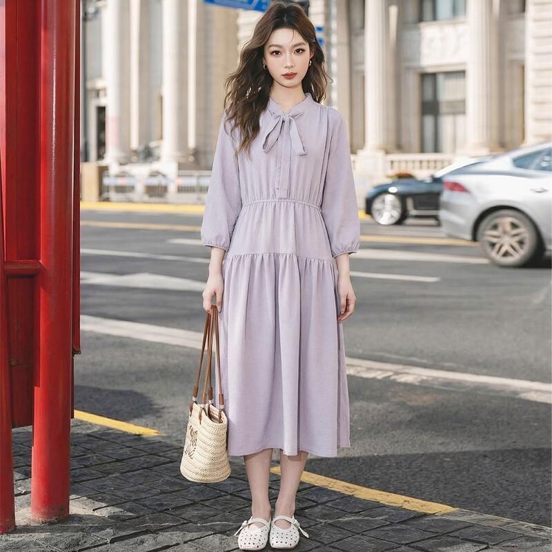 Demana Summer Seven-Sleeve A-Line Midi Dress