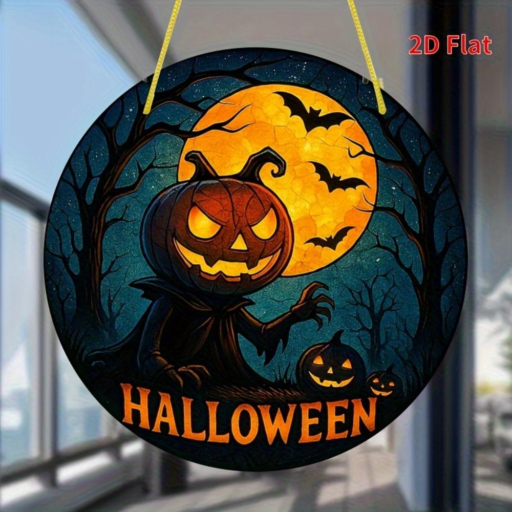 2D Flat Halloween Acrylic Pendant - Horror Jack-o-lantern Home, Outdoor Party Classic Flat Decoration, Halloween Decoration Jack-o-lantern Ornament