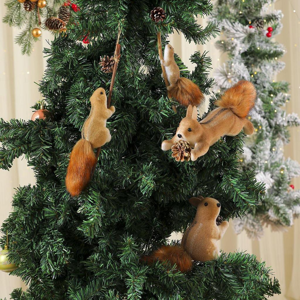 Festive Foam Squirrel Ornament for Christmas Tree Decoration