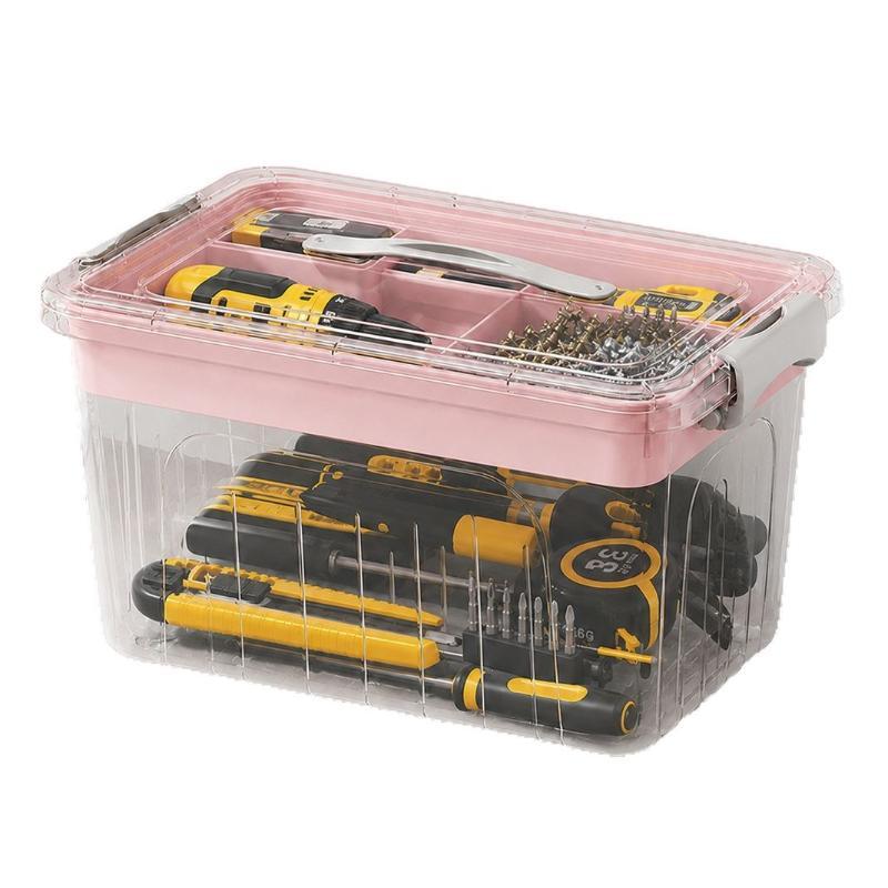 Transparent Double-Layer Toolbox Large Capacity Storage Container for Tiny Screws Jewelry Parts Home DIY Craft Organization