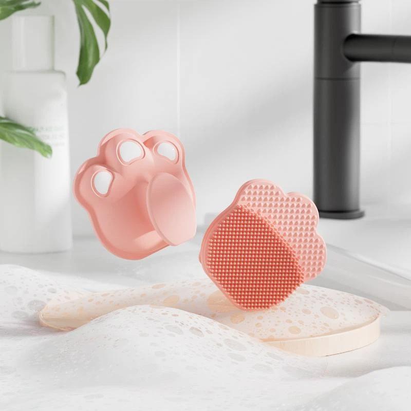Soft Silicone Paw Shaped Bath Brush With Gentle Bristles And Massage Design Perfect For Baby Bathing Pet Grooming