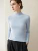 Women's 100% Cashmere Long Sleeve Knit Sweater - Half-High Neck, Tight-Fitting, Versatile Base Layer for Autumn/Winter.