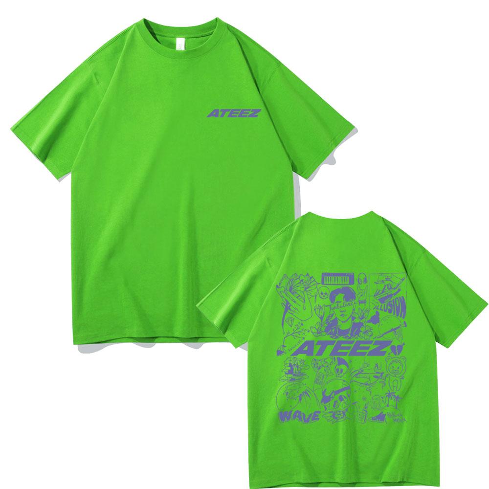 Korean Fashion Trend Ateez Kpop Graphic Print Tshirt Male Y2k T-shirts Concert Fans Gift Unisex Women's Casual Oversized Tee Shirt