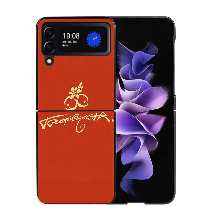 

K-Karol G Tropicoqueta Phone Case For Samsung Z Flip 7 6 5G Galaxy Z Flip4 Z Flip5 Z Flip3 Coque Black Hard PC Shell Protective Samsung Z Flip 4 5G
