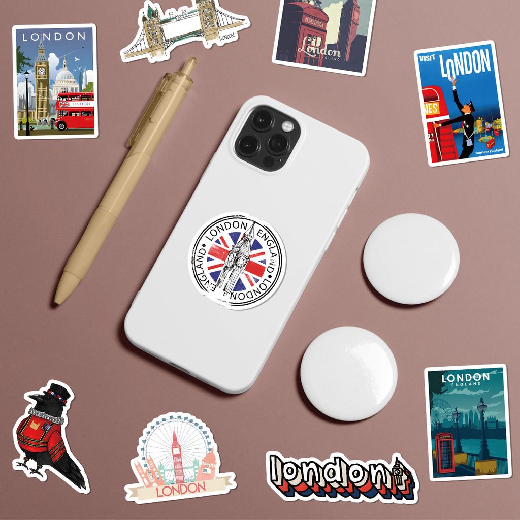 50 London Travel Series Graffiti Stickers DIY Stationery Stickers Water Cup Computer Waterproof Decorative Stickers